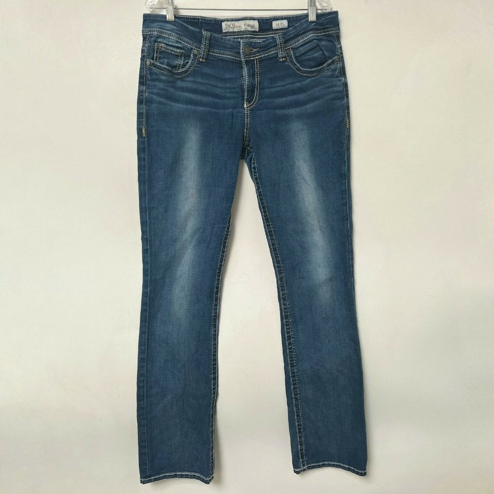 BKE Payton Bootcut Jeans Buckle Denim Stretch Mid Rise Womens Size 34 XL